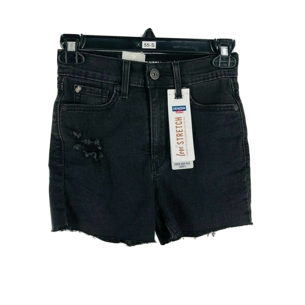 Denizen Levis Black Super High-Rise Cut-Off Shorts
